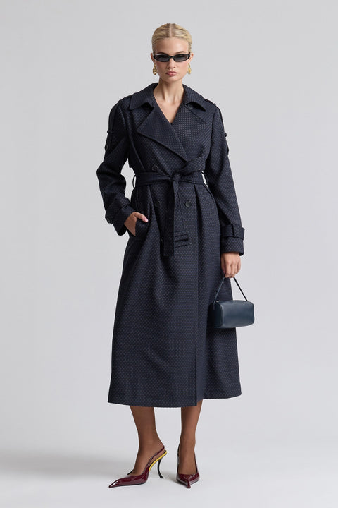 Jacquard Belted Trenchcoat
