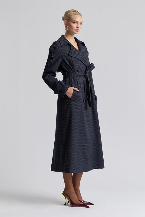 Jacquard Belted Trenchcoat