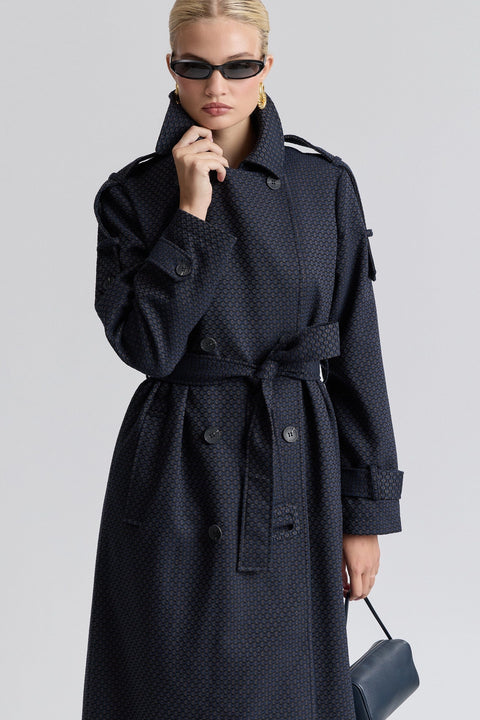 Jacquard Belted Trenchcoat