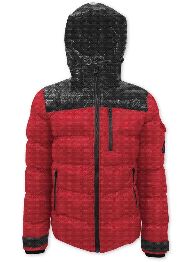 Jacquard Quilted Puffer Jacket-Puffer Jacket-Point Zero-S-Red-Urbanheer