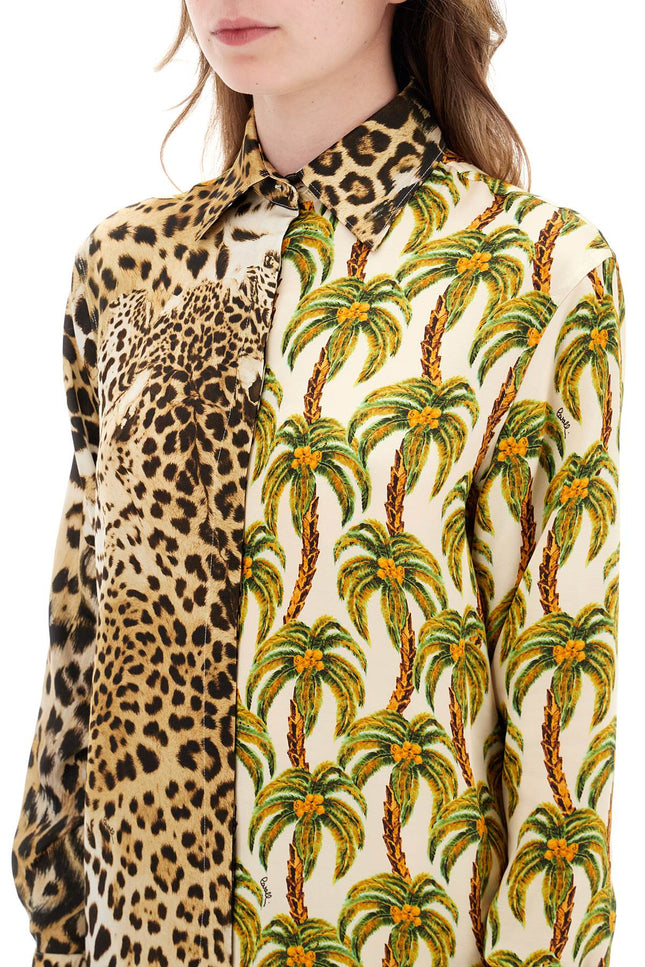 Jaguar And Palm Tree Printed Shirt-women > clothing > shirts and blouses > shirts-Roberto Cavalli-42-Beige-Urbanheer