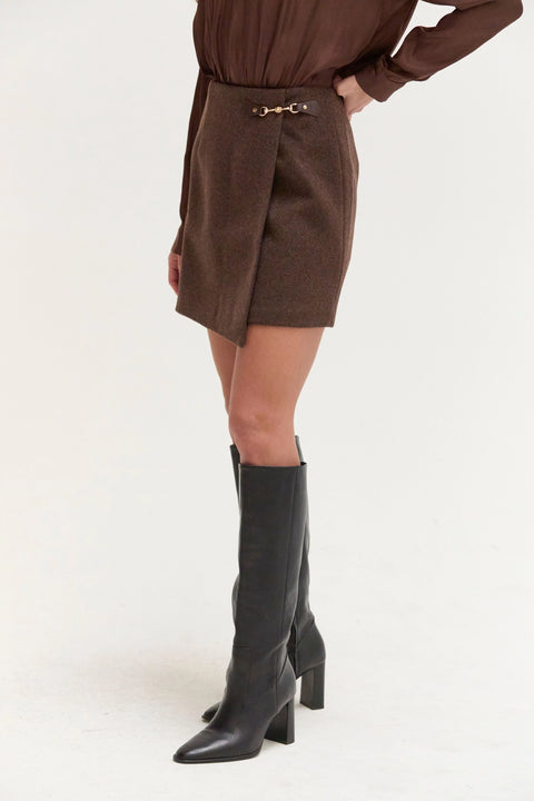 Jamey Wool Blend Mini Wrap Skirt