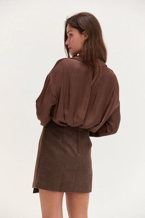 Jamey Wool Blend Mini Wrap Skirt