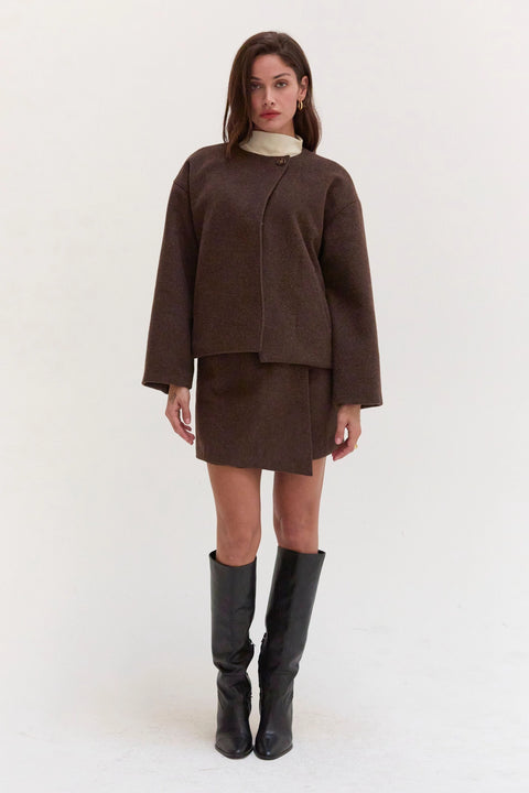 Jamey Wool Blend Mini Wrap Skirt