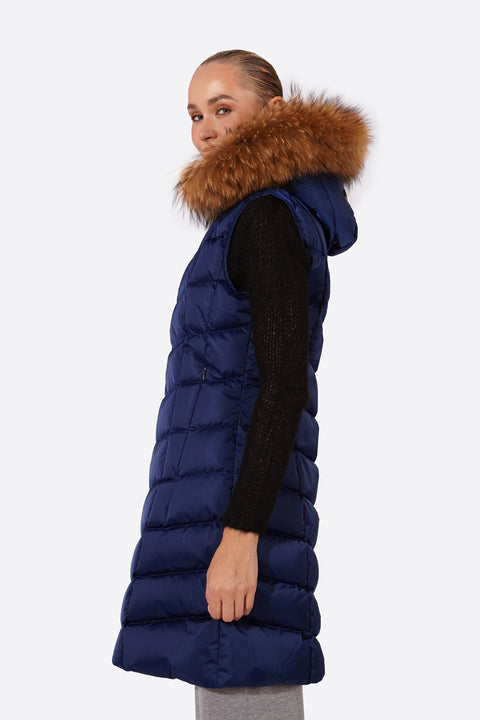 Jana Women's Long Vest With Fixed Hood