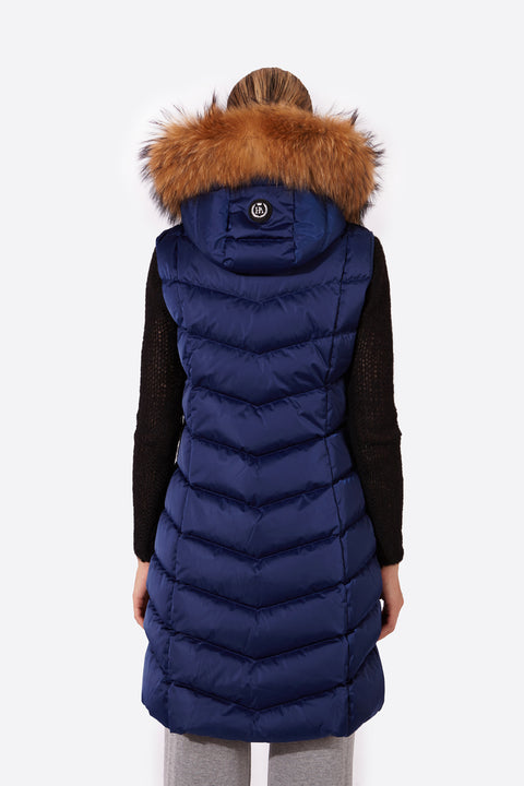 Jana Women's Long Vest With Fixed Hood