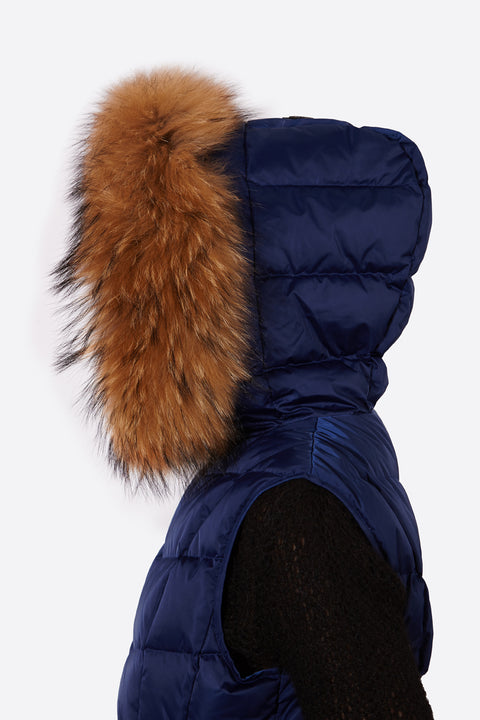 Jana Women's Long Vest With Fixed Hood