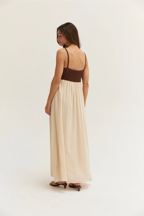Jane Basket Weave Mixed Media Maxi Dress