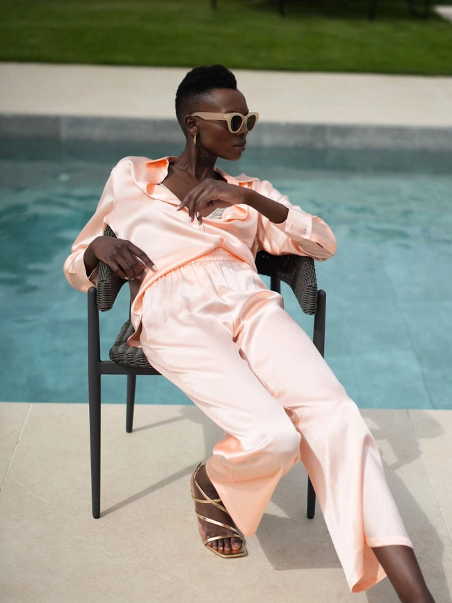 Jane Silk Pants Peach-Pants-Bel Cashmere S.C.-S-Peach-Urbanheer