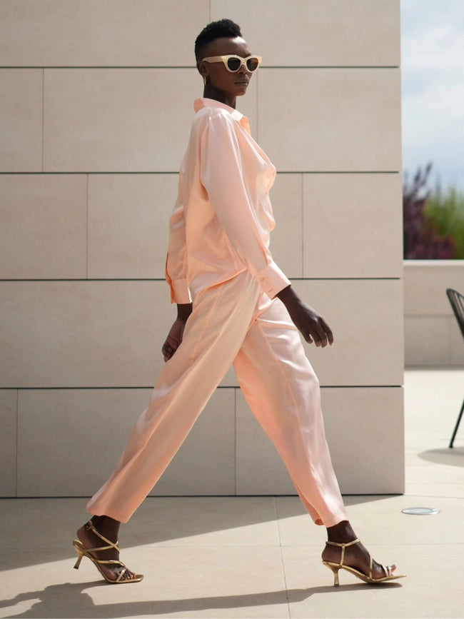 Jane Silk Pants Peach-Pants-Bel Cashmere S.C.-S-Peach-Urbanheer