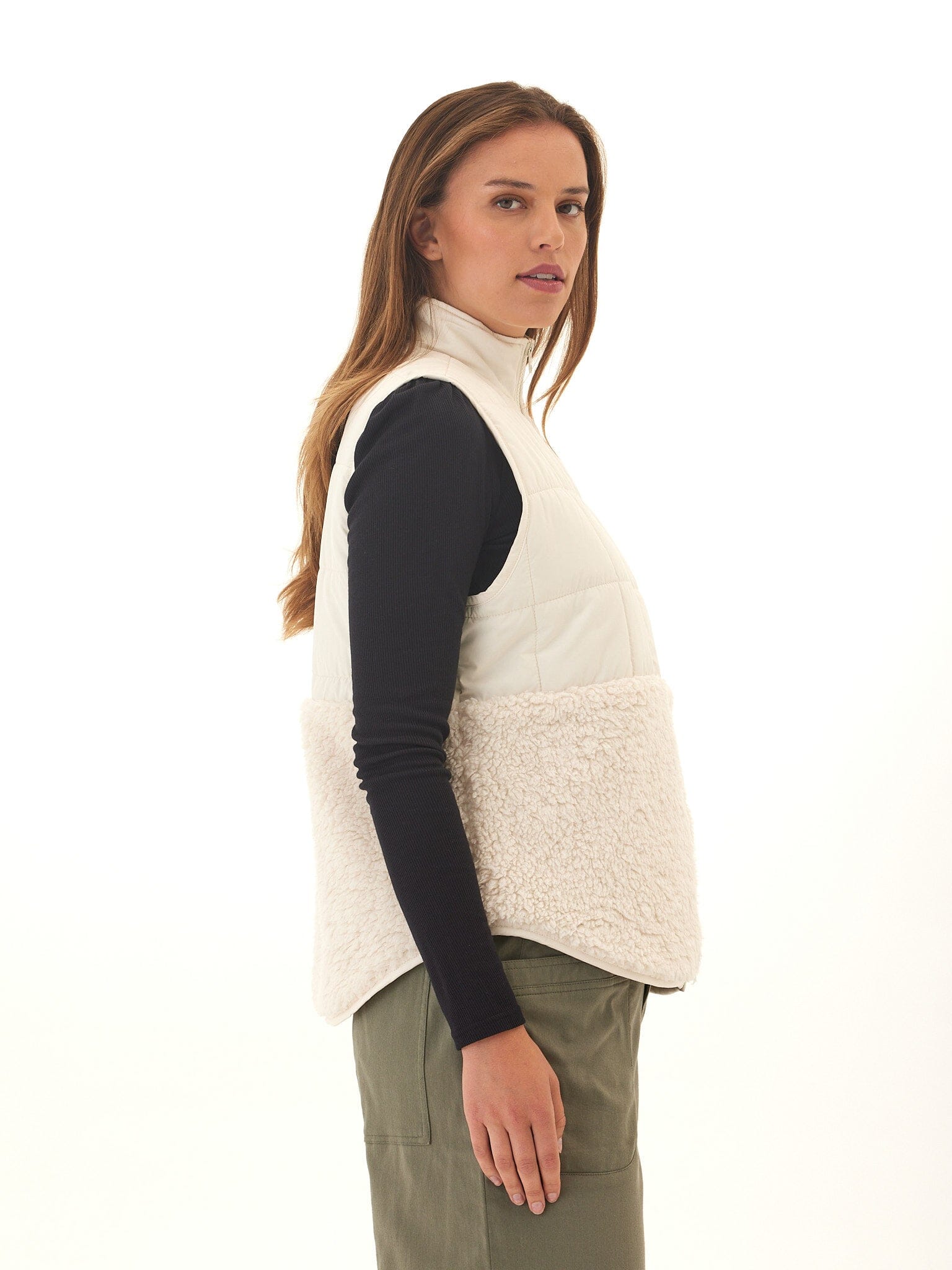 Janey Puffer Sherpa Mix Vest