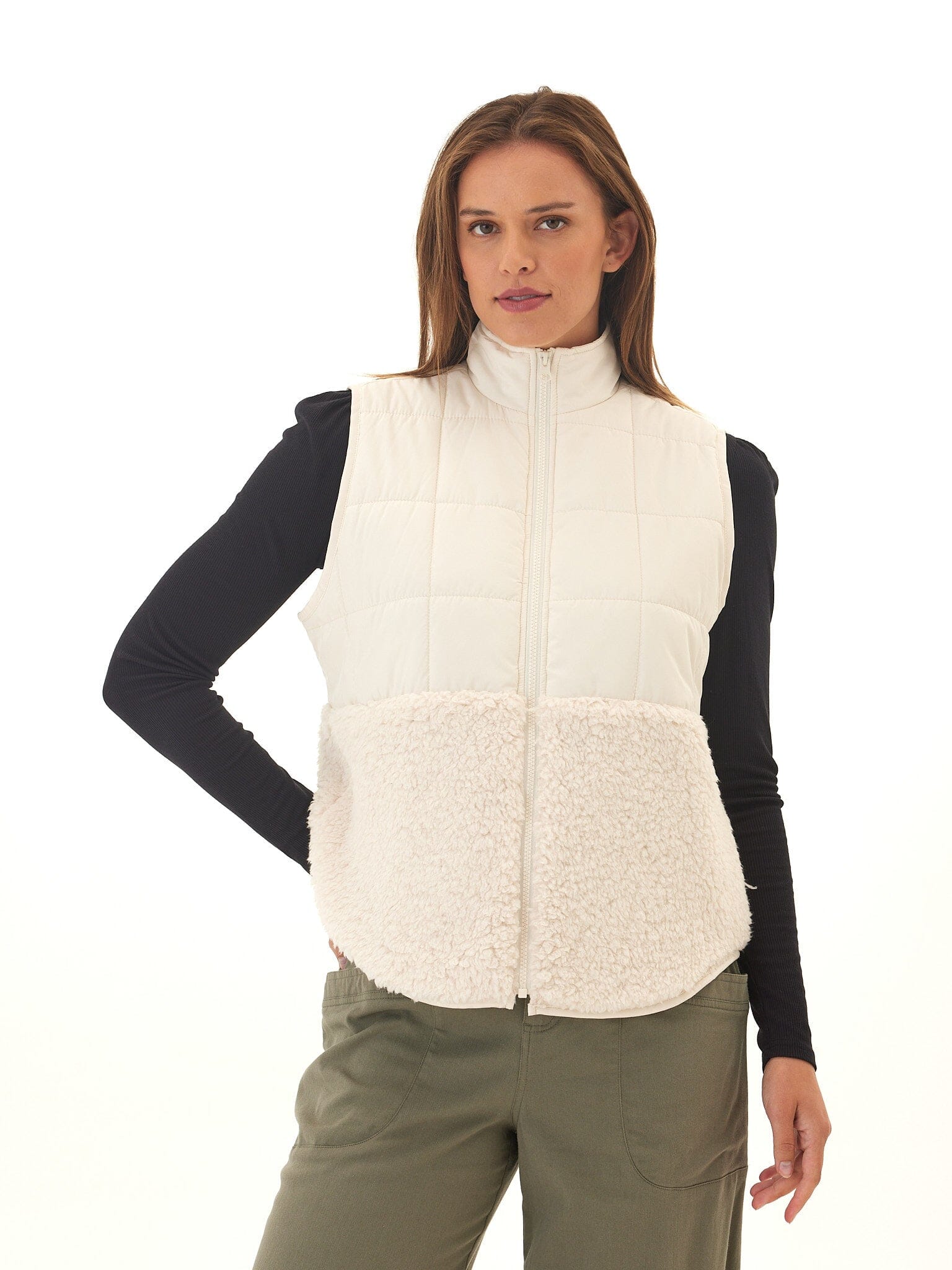 Janey Puffer Sherpa Mix Vest