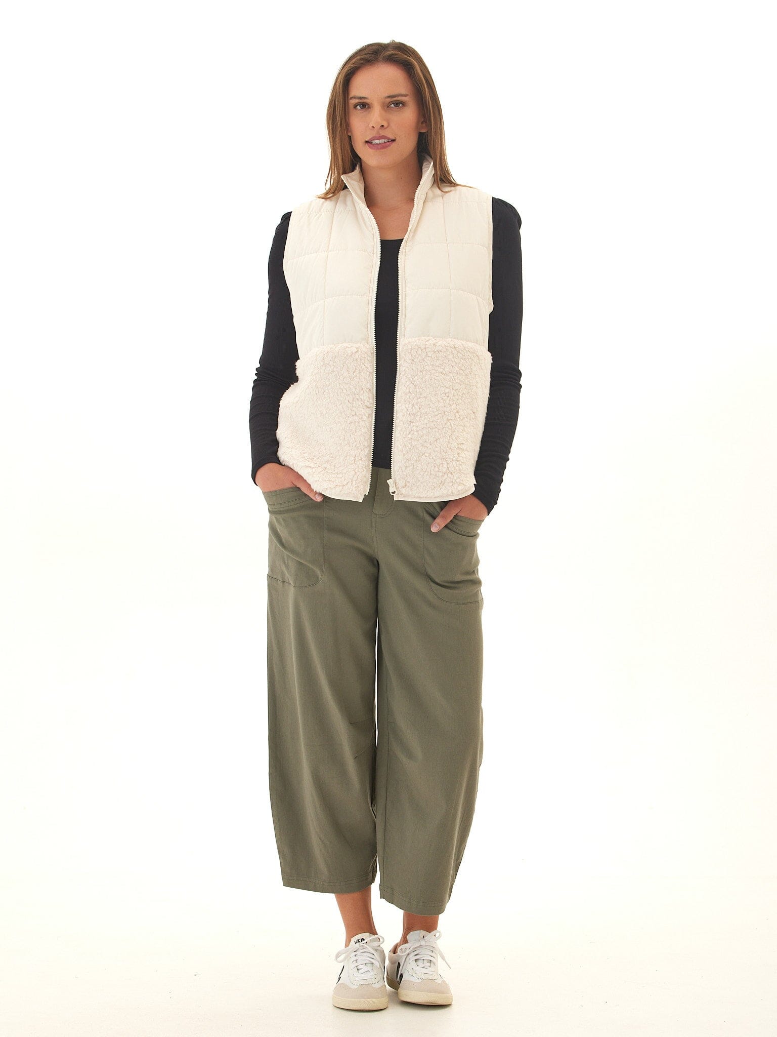 Janey Puffer Sherpa Mix Vest