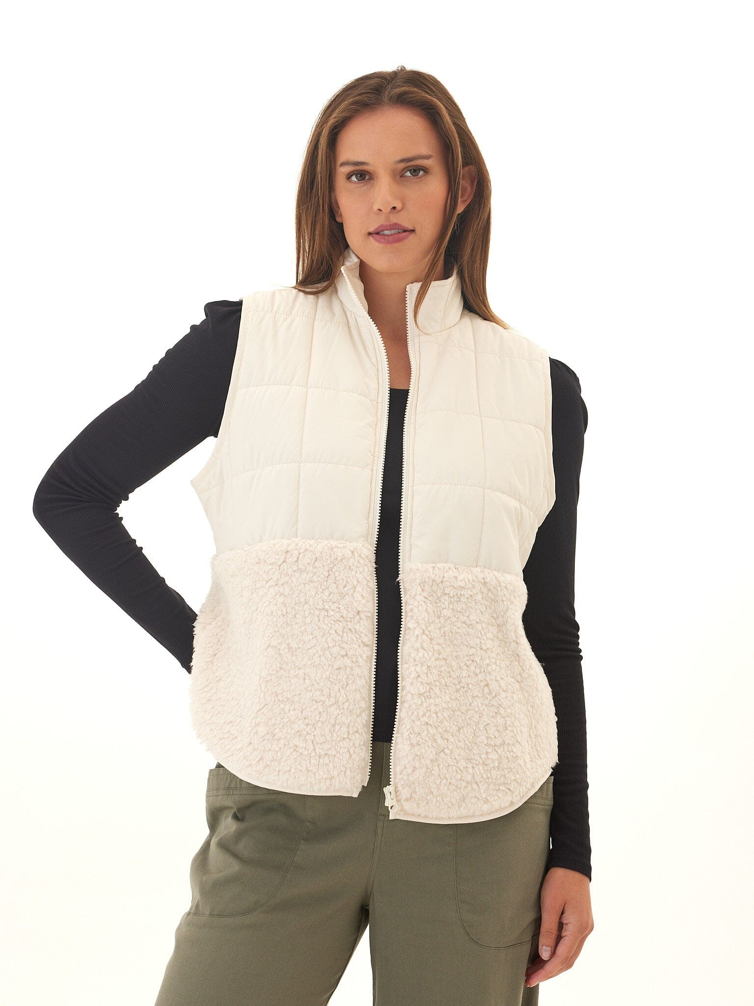 Janey Puffer Sherpa Mix Vest