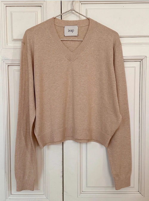 Janna Cotton Cashmere V-Neck Sweater-Sweater-Leap Concept-S-Cloud-Urbanheer