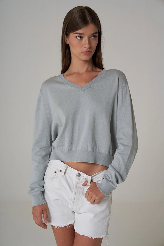 Janna Cotton Cashmere V-Neck Sweater-Sweater-Leap Concept-S-Sand-Urbanheer