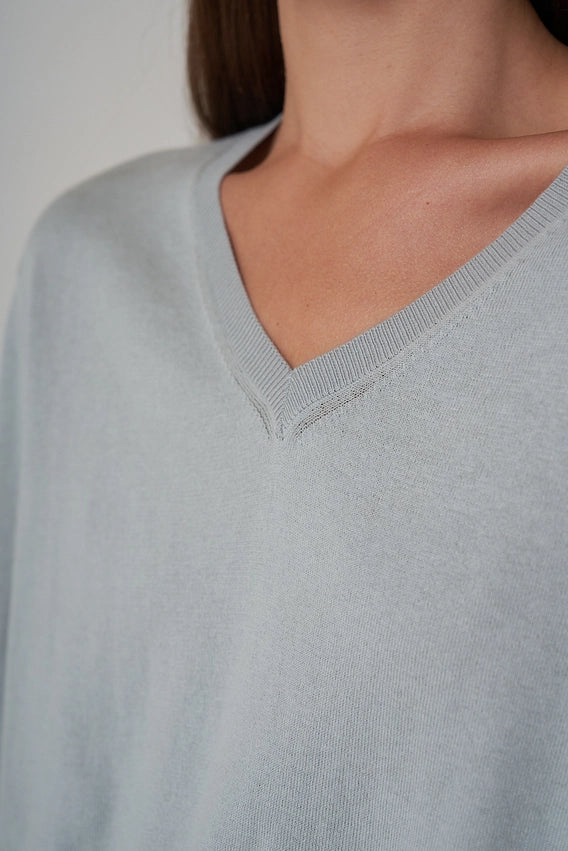 Janna Cotton Cashmere V-Neck Sweater-Sweater-Leap Concept-S-Sand-Urbanheer