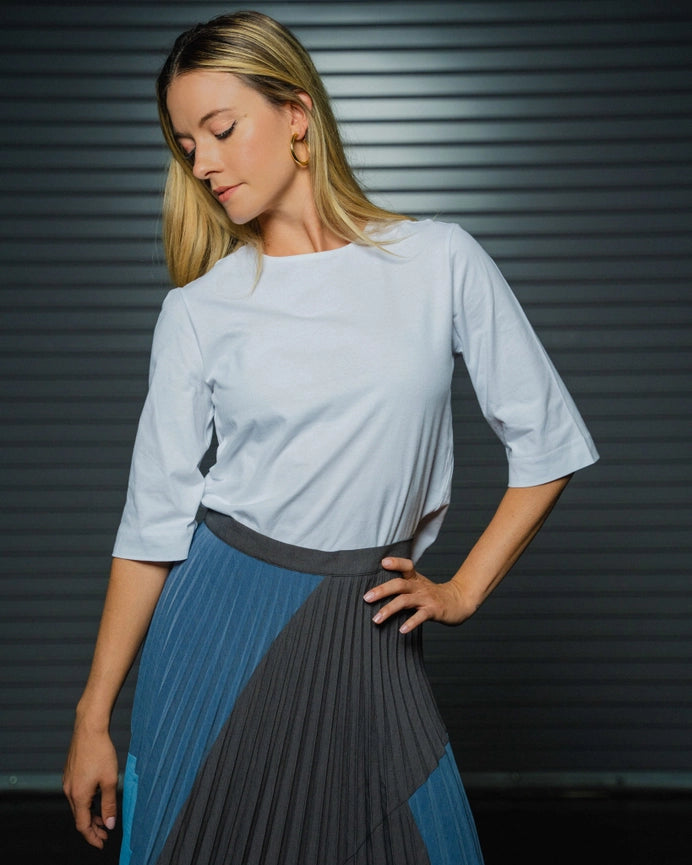 Jasmine Colorblock Denim Skirt-Skirt-Luum-S-Colorblock-Urbanheer