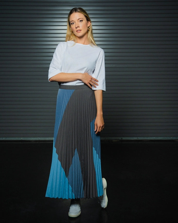 Jasmine Colorblock Denim Skirt-Skirt-Luum-S-Colorblock-Urbanheer