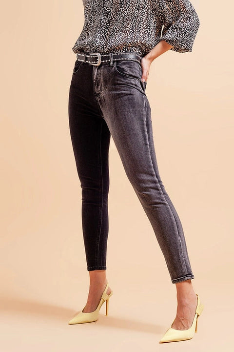 Jeans In Color Block Grey And Black-Jeans-Q2-XS-Black-Urbanheer
