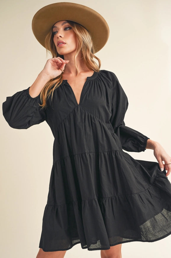 Jenay Tiered Dress Black-Dress-AEMI + CO-S-Urbanheer