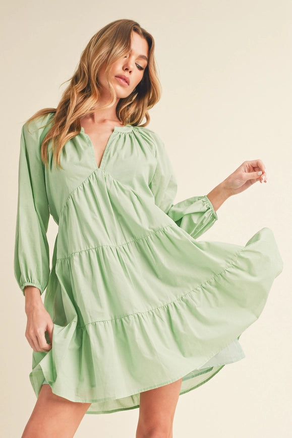 Jenay Tiered Dress Mint-Dress-AEMI + CO-S-Urbanheer