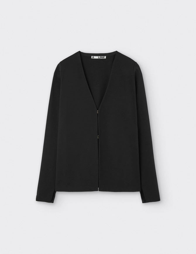 Jersey Cardigan-Cardigan-A LINE-XS-Black-Urbanheer