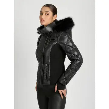 Jet Setter Quilted Down Filled Jacket W/Faux Fur