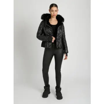 Jet Setter Quilted Down Filled Jacket W/Faux Fur