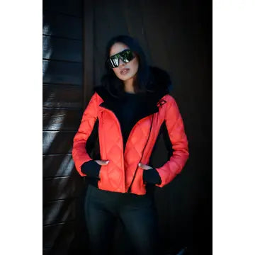 Jet Setter Quilted Down Filled Jacket W/Faux Fur