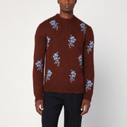 Jil Sander Brick-coloured alpaca sweater with embroidery