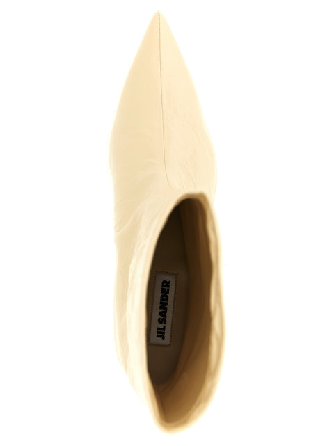 Jil Sander Craquelé Leather Ankle Boots
