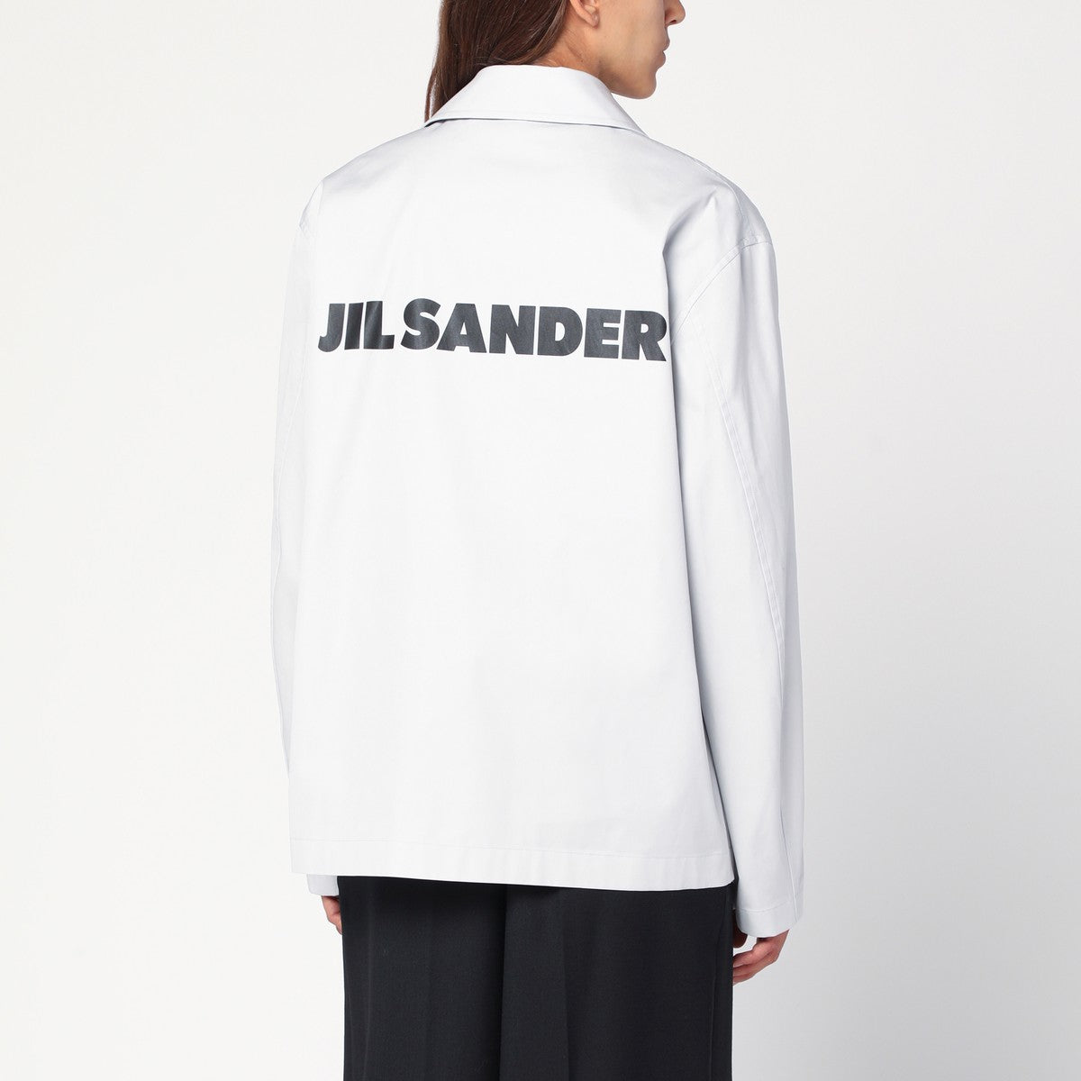 Jil Sander Light grey cotton taffeta jacket with logo