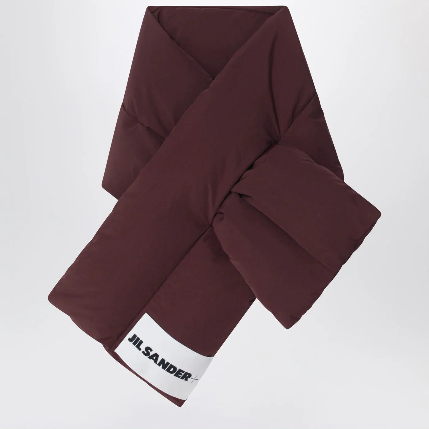 Jil Sander Plum padded scarf with logo