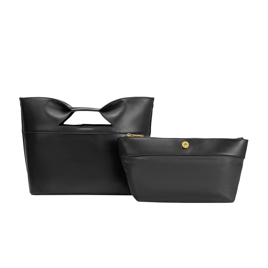 Jillian Black Recycled Vegan Tote Bag-Bag-Melie Bianco-16"W x 7.5"H x 4.5"D-Black-Urbanheer