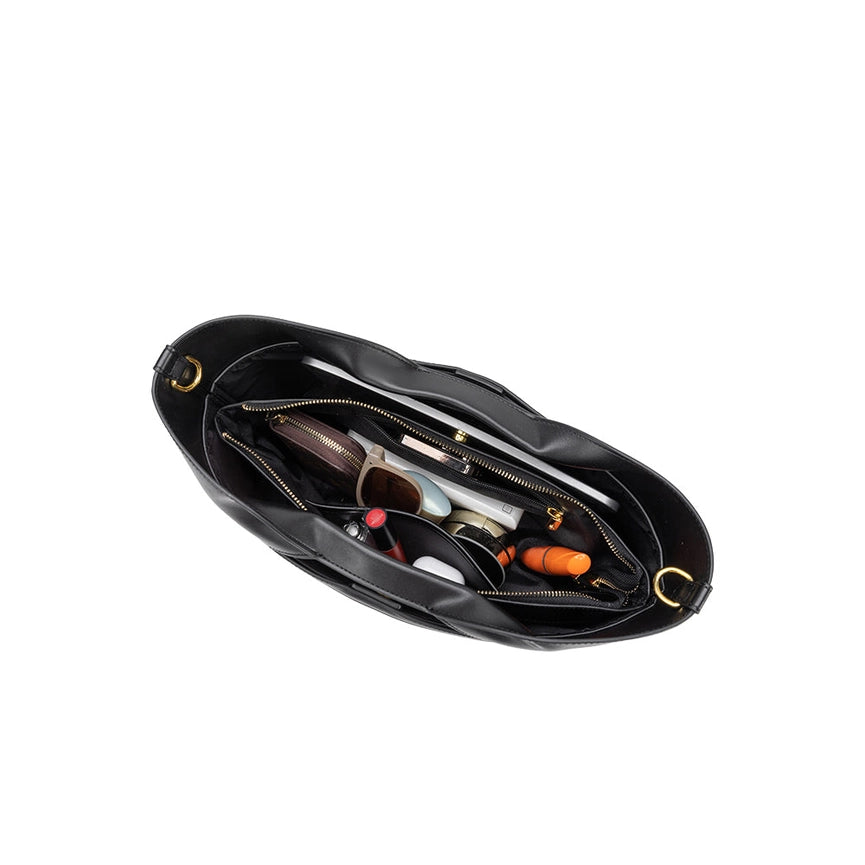 Jillian Black Recycled Vegan Tote Bag-Bag-Melie Bianco-16"W x 7.5"H x 4.5"D-Black-Urbanheer