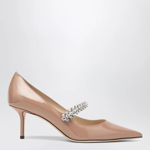 Jimmy Choo Bing crystal-strap patent leather pumps in ballet pink