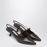 Jimmy Choo Didi 45 brown crocodile effect neckline