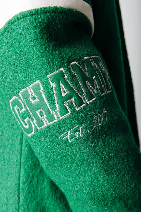 Joan Baseball Bomber Jacket | Deep Green-Jacket-Colourful Rebel-S-Deep Green-Urbanheer