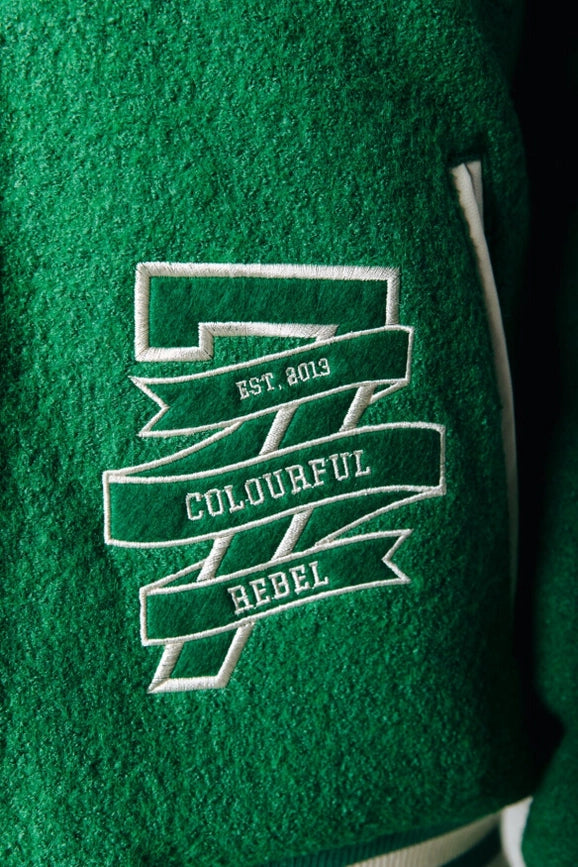 Joan Baseball Bomber Jacket | Deep Green-Jacket-Colourful Rebel-S-Deep Green-Urbanheer