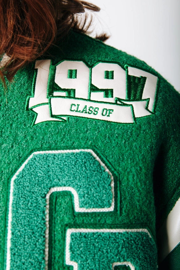 Joan Baseball Bomber Jacket | Deep Green-Jacket-Colourful Rebel-S-Deep Green-Urbanheer