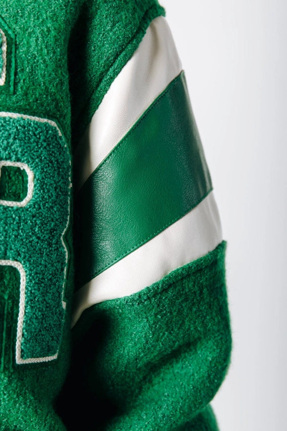 Joan Baseball Bomber Jacket | Deep Green-Jacket-Colourful Rebel-S-Deep Green-Urbanheer