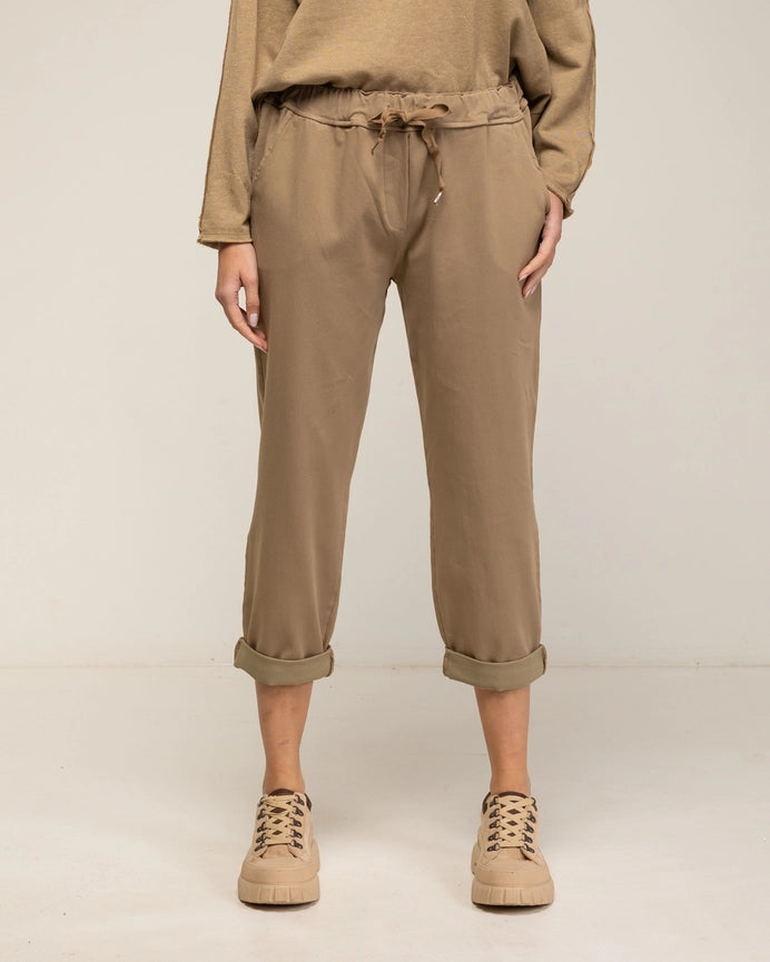 Jogger-Style Pants with Side Pockets BROWN-Pants-Tantra-S-BROWN-Urbanheer