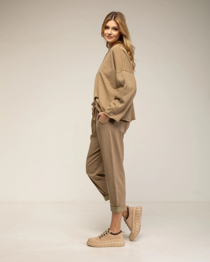 Jogger-Style Pants with Side Pockets BROWN-Pants-Tantra-S-BROWN-Urbanheer