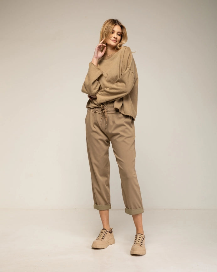 Jogger-Style Pants with Side Pockets BROWN-Pants-Tantra-S-BROWN-Urbanheer