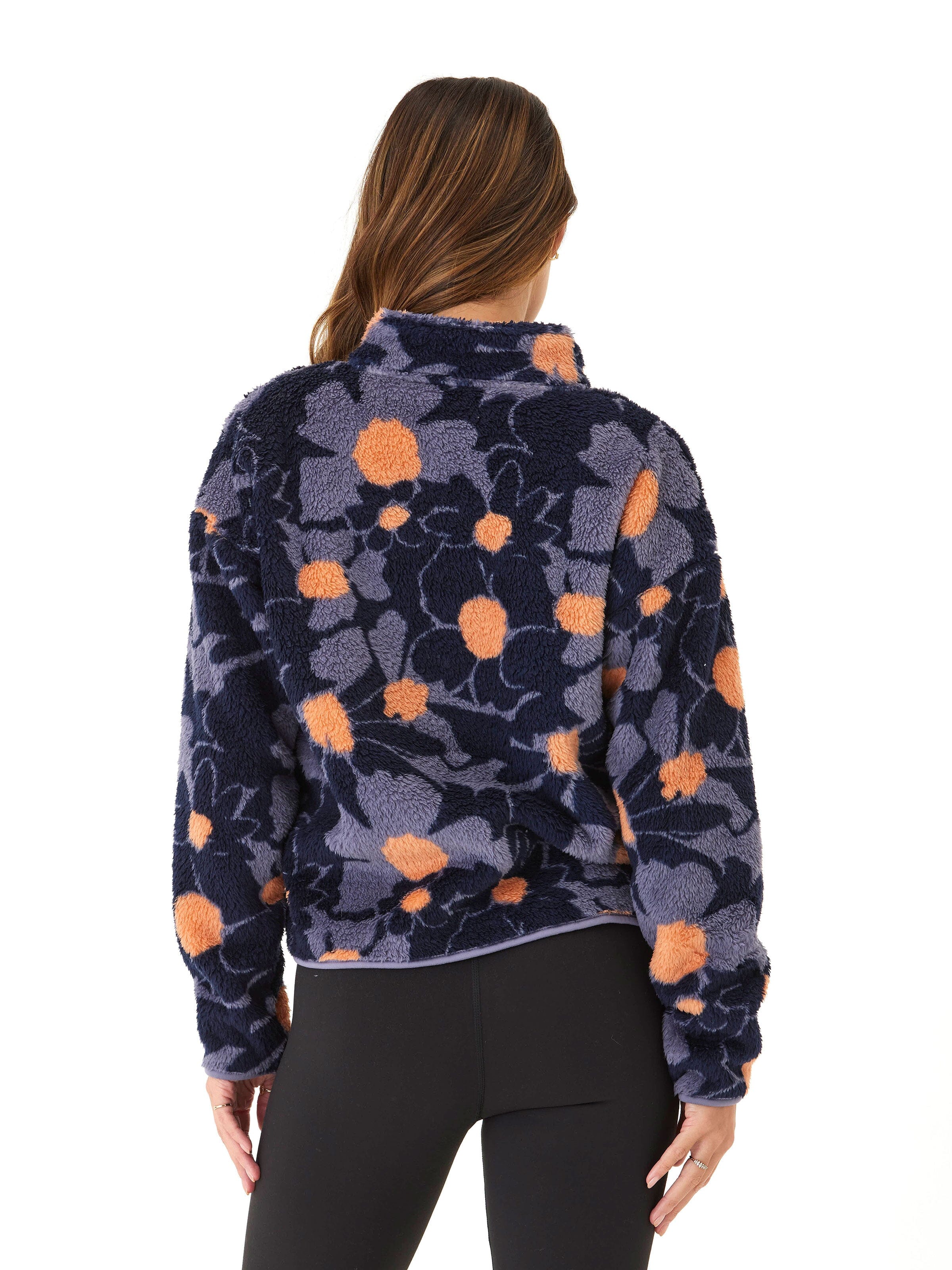 Josephine Abstract Bloom Print Sherpa 1/2-Zip