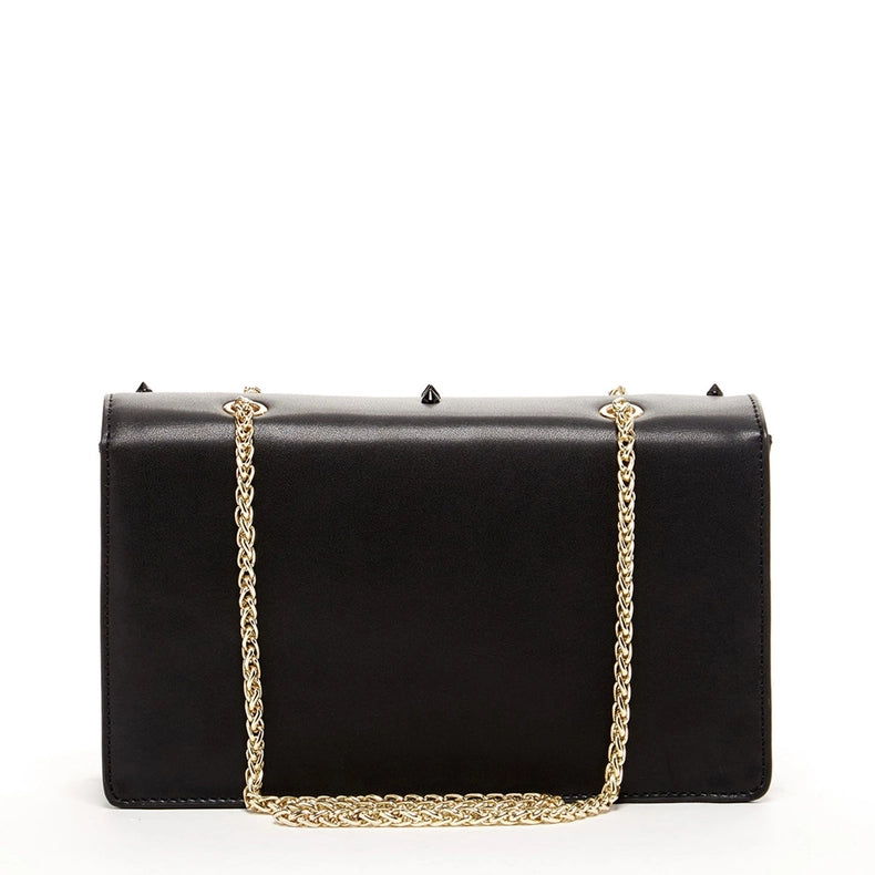 Josie Black Leather Chain Bag-Bag-SUSU-WIDTH: 9.5" HEIGHT: 5.5″ DEPTH: 2.8″-Urbanheer