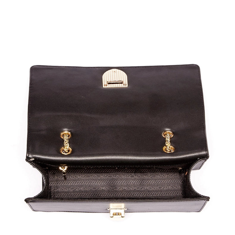 Josie Black Leather Chain Bag-Bag-SUSU-WIDTH: 9.5" HEIGHT: 5.5″ DEPTH: 2.8″-Urbanheer