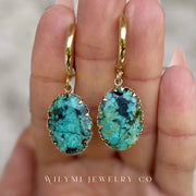 Joy Zoisite Gemstone Oval Hoop Earrings | Stainless Steel-Earrings-WILYMI Jewelry Co-1.8 in (4.6 cm)-Urbanheer