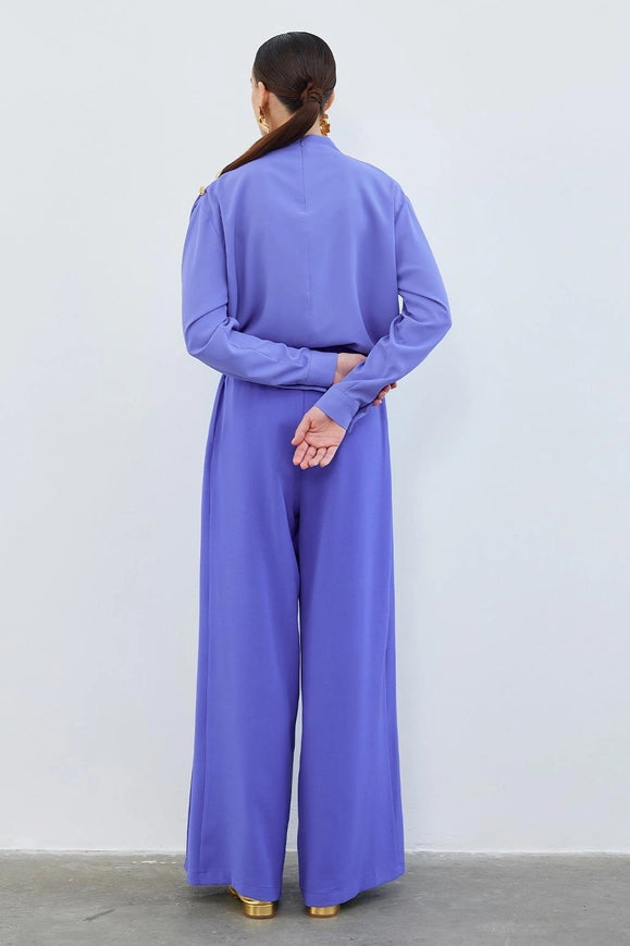Judi Pleated Loose High Waist Trousers Lavender-Trousers-Kadriye Baştürk-36-Urbanheer